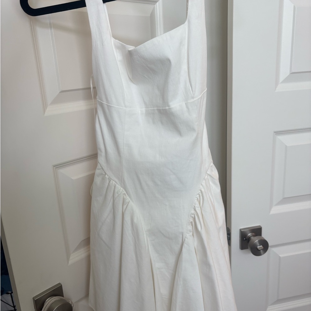 Anthropologie Cream Pleated A-line Mini Dress